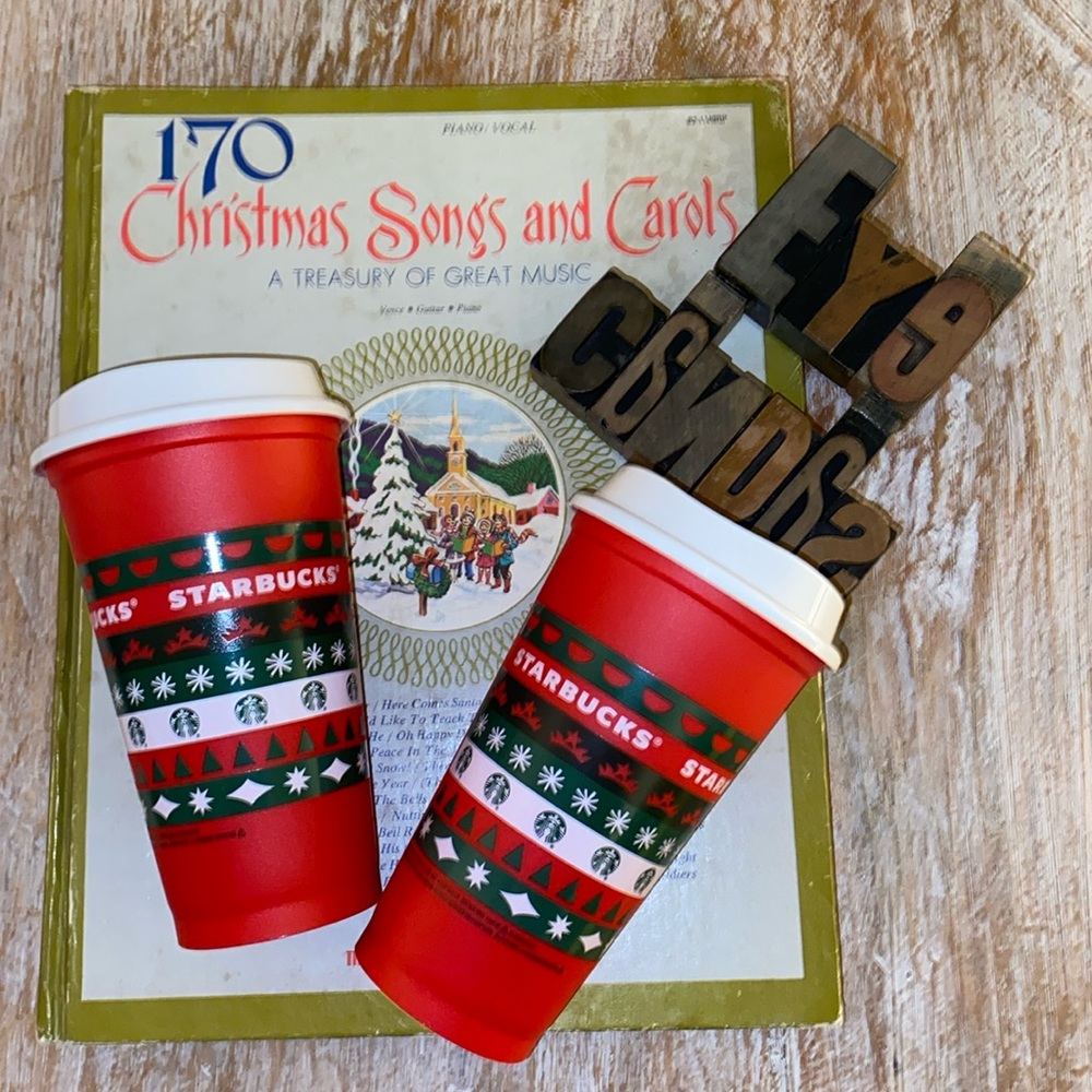🆕🎄☕️🧜♀️STARBUCKS Reusable am 16 oz. Not Dated Coffee Cups w/ Lids